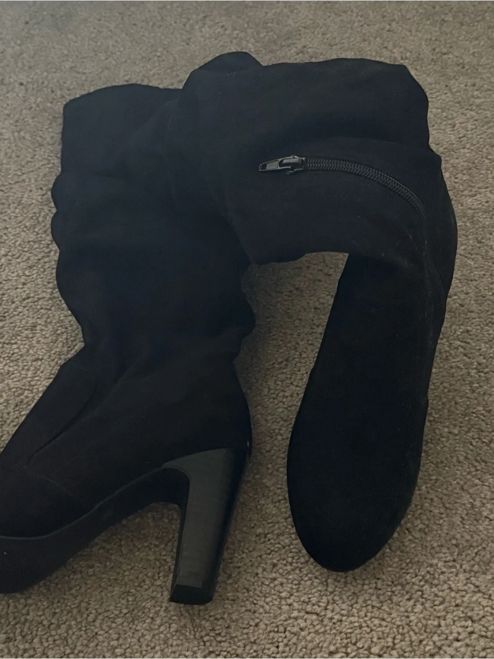 Classic Black Mid-Calf Heeled Boots - Women's